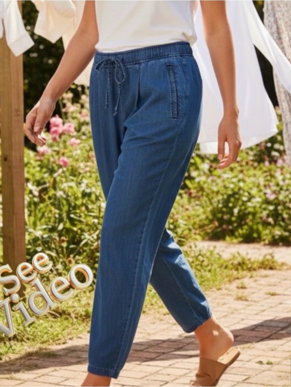 OLD NAVY Billie Women's Blue Pull-On  Pants with 3 Pockets & Comfort Waistband